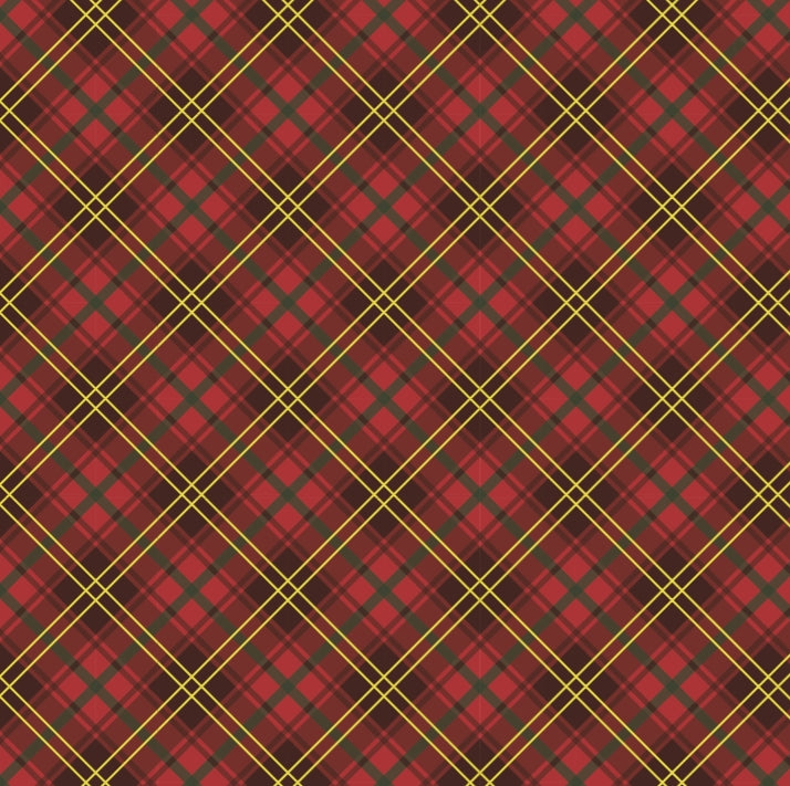 Red Plaid Foil Stripes Paper